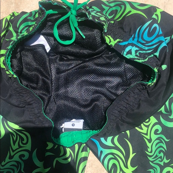 Nike Green Flames Swim Trunks with Liner - Picture 7 of 9